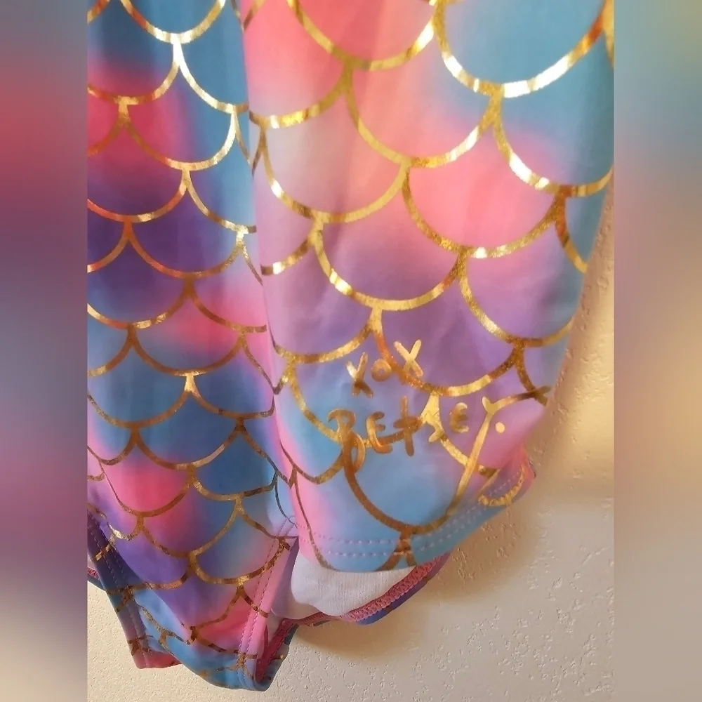 Betsey Johnson Youth Girls Mermaid One Piece Swimsuit Size Large 12 NWOT